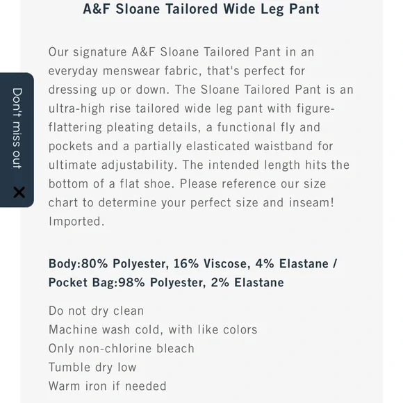 A&F Sloane wide leg pants - Picture 8 of 8